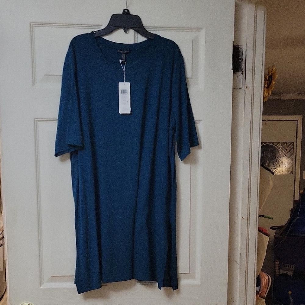 Eileen Fisher Teal Short-Sleeve Tunic